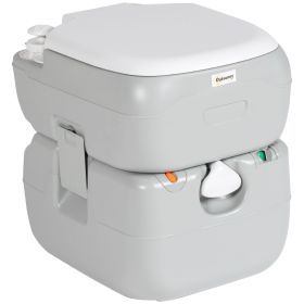 Outsunny Portable Toilet for Adults 5.8 Gallon, Porta Potty with Level Indicator, T-Type Water Outlets and Anti-Leak Handle Pump for Camping, Boa